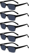 Eyekepper Vintage Reading Sunglasses for Men - 5 Pack Grey Tinted Lens Readers +2.50
