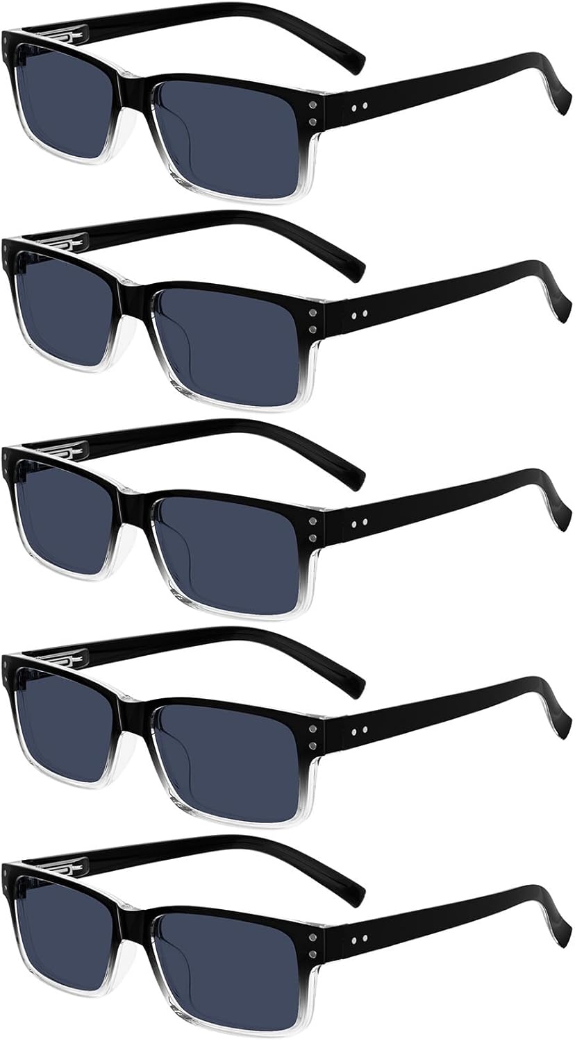 Eyekepper Vintage Reading Sunglasses for Men - 5 Pack Grey Tinted Lens Readers +2.50