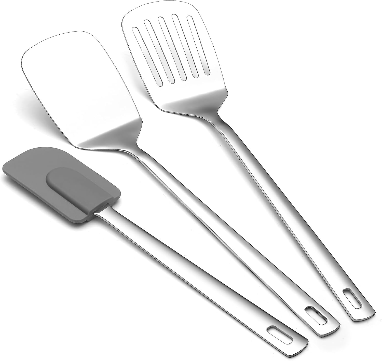Berglander Stainless Steel Spatulas Set 3pcs, Metal Spatula Solid&Slotted&Flexible Turner, Heavy Duty Sturdy Kitchen Spatula, High Heat Resistant Cooking Utensils for Nonstick Cookware