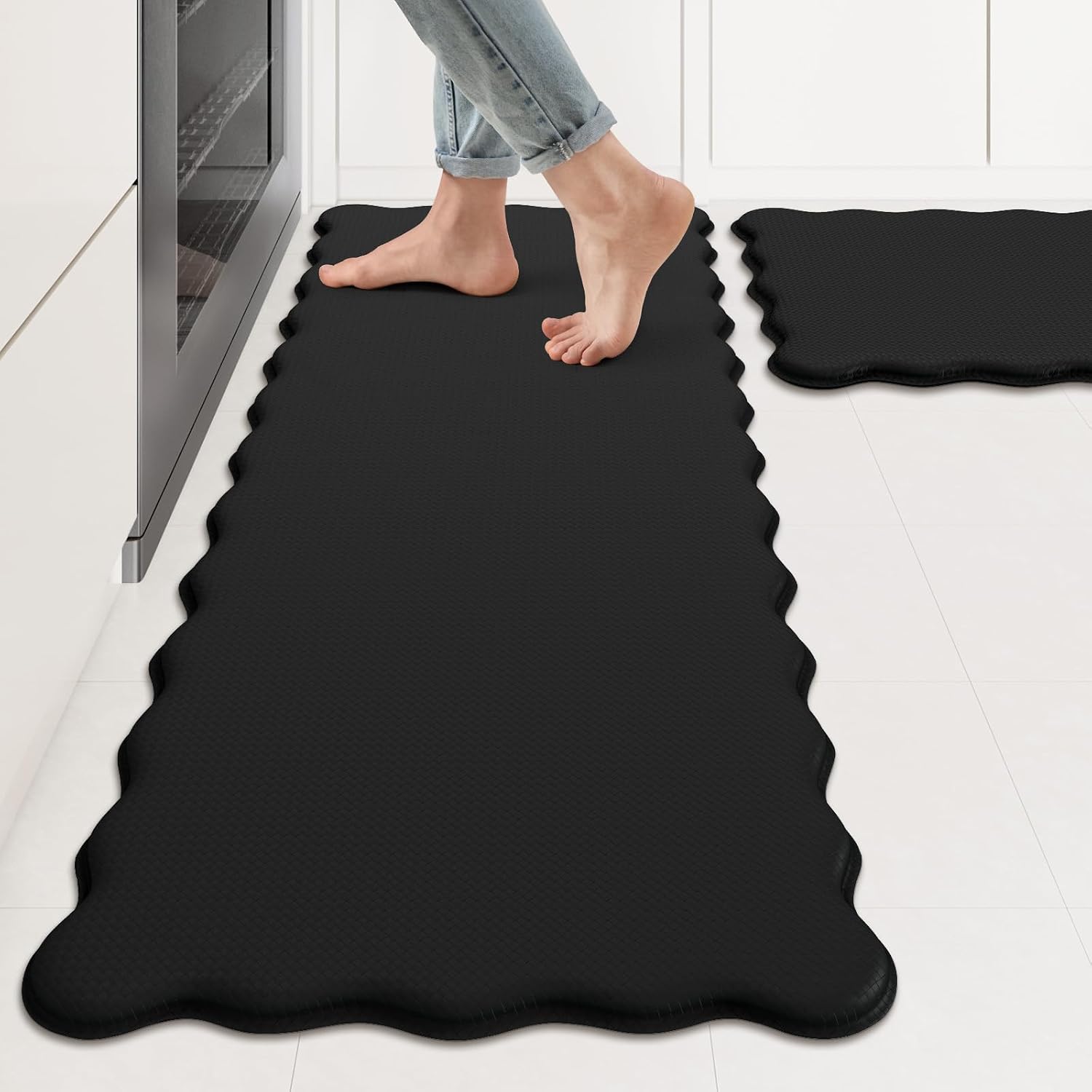 WKIMODE Scalloped Kitchen Mats for Floor