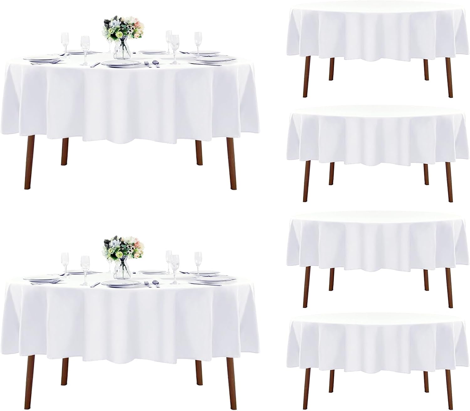 Fokitut 6 Pack Round Tablecloth, 90 Inch