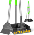 Larger Pooper Scooper, Dog Pooper Scooper for Large Medium Small Dogs Heavy Duty Long Handle Metal Tray Rake Shovel Set for Yard Grass