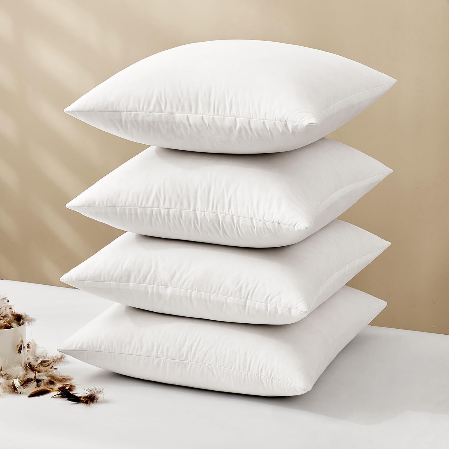 Down Feather Throw Pillows 18x18 inch (2 pack)