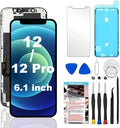 for iPhone 12/12 Pro Screen Replacement, 6.1 inch 3D Touch LCD Display Digitizer Frame Assembly Kits with Repair Tools