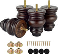 Michanco 4 Inch Wood Furniture Legs Set of 4 Wooden Bun Feet for Couch Sofa Ottoman Mid Century M8 Bolt Screw in