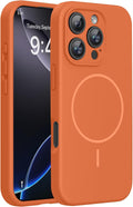 Miracase Magnetic for iPhone 16 Pro Case, [Soft Anti-Scratch Microfiber Lining], Compatible with MagSafe, Liquid Silicone Case Shockproof Drop Protection Phone Case for 16 Pro,Orange
