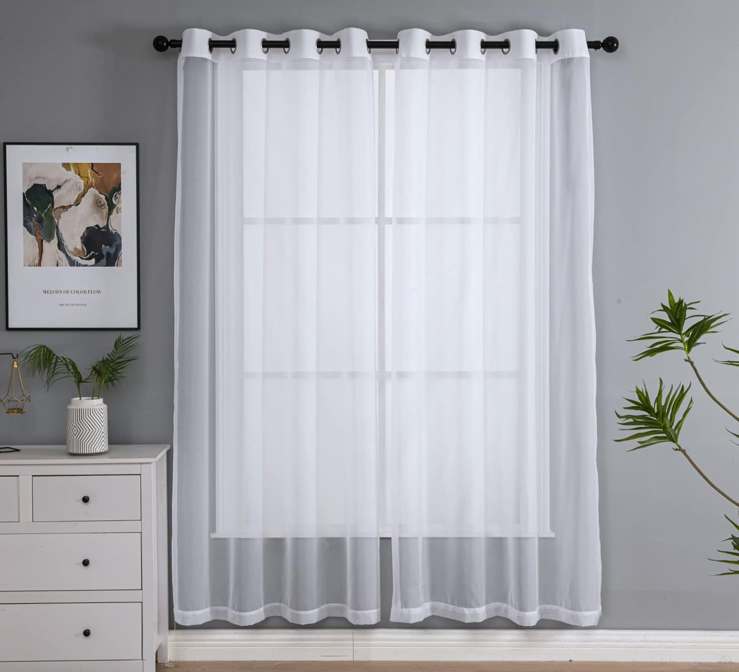 Sheer White Curtains 52x84 inches (2 panels)