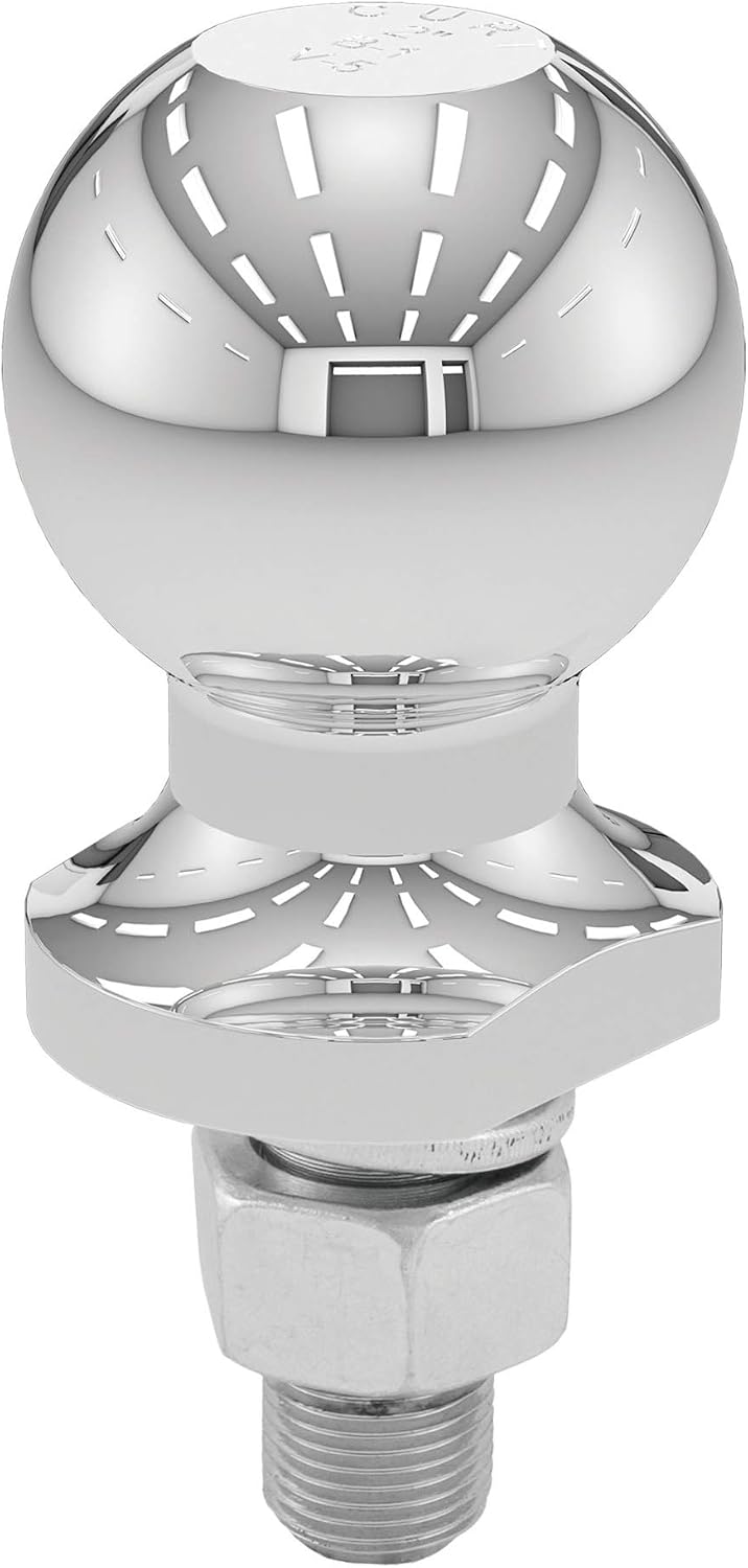 CURT 40097 Chrome ATV, UTV, Lawn Tractor Hitch Ball, 2,000 lbs, 2-Inch Diameter, 5/8 x 1-3/4-Inch Shank