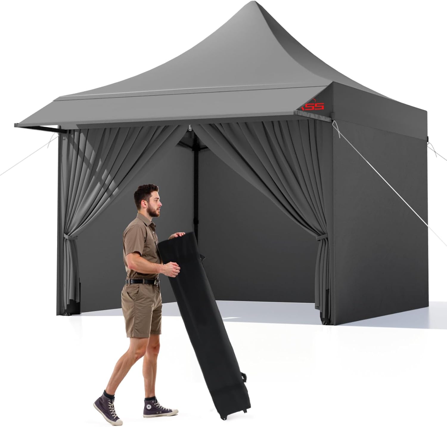 Benass Replacement Sidewalls for 10x10 Pop Up Canopy with 1" Velcro Strip (3 Pack, Black)