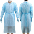 JMU 10 Pcs Disposable Isolation Gowns Blue, Polypropylene Medical Gowns with Knitted Cuffs, Length 47.24"