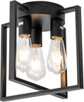 3-Lights Black Ceiling Light, Farmhouse Industrial Matte Kitchen Lighting Fixtures Ceiling for Hallway, Bedroom, Bathroom, Entryway(No E26 Bulbs)