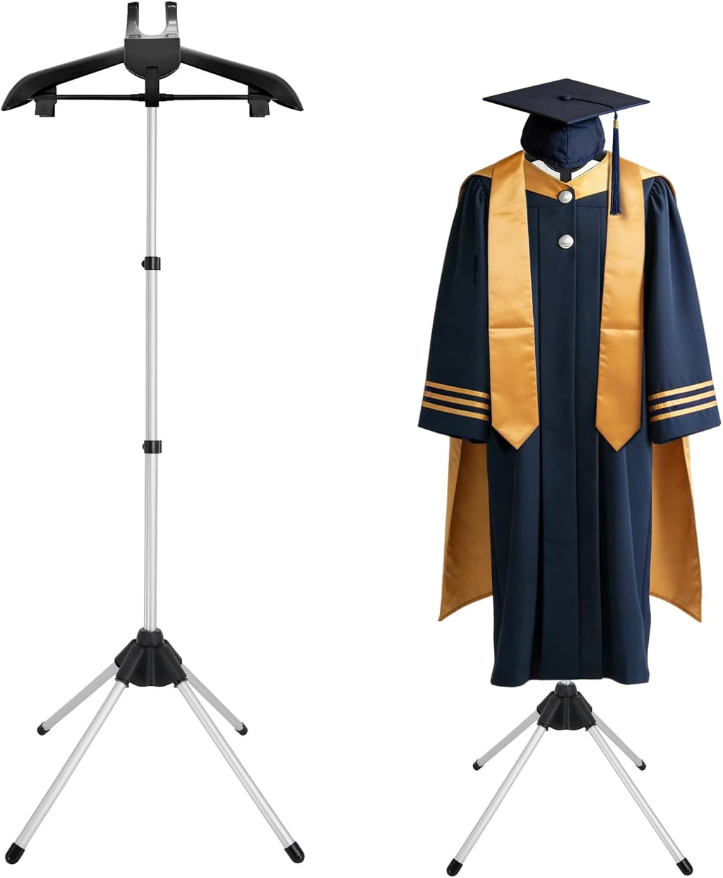 BShome Cap and Gown Display Stand, 32-63 inch Adjustable Shirt Display Stand, Foldable Clothing Display Stand, Dress Display Stand Mannequin Torso for Retail Vendors, Black