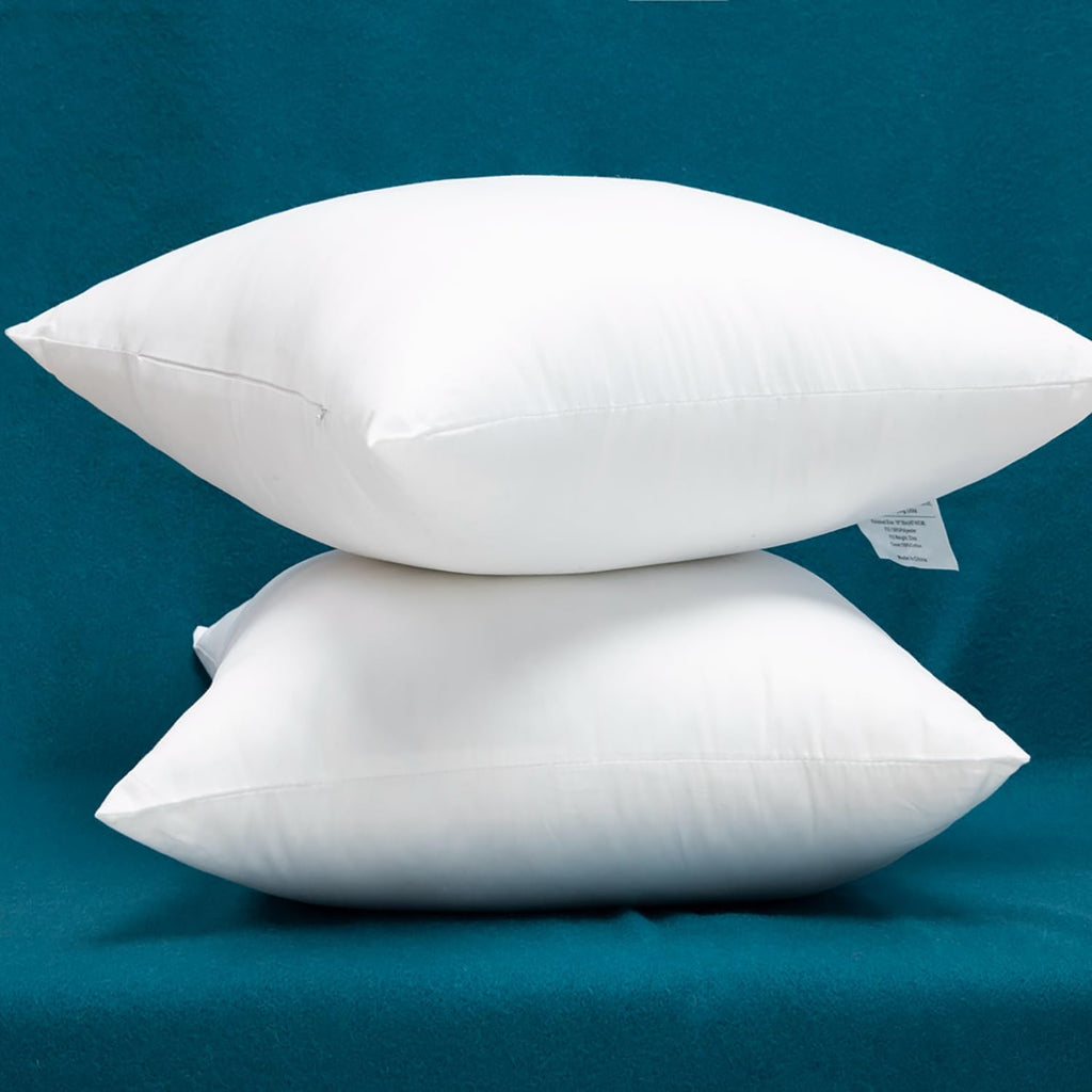 Warmwithann Set of 2 100% Cotton Fabric Plump Throw Pillow Inserts, Down Alternative Decorative Couch Pillow Inserts, 20 X 20 Inches