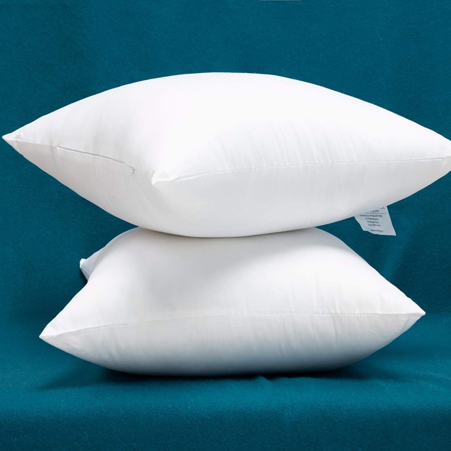 Warmwithann Set of 2 100% Cotton Fabric Plump Throw Pillow Inserts, Down Alternative Decorative Couch Pillow Inserts, 20 X 20 Inches