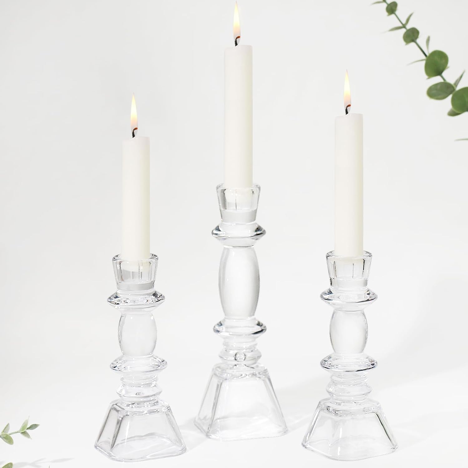 Glass Candlestick Holders set of 3