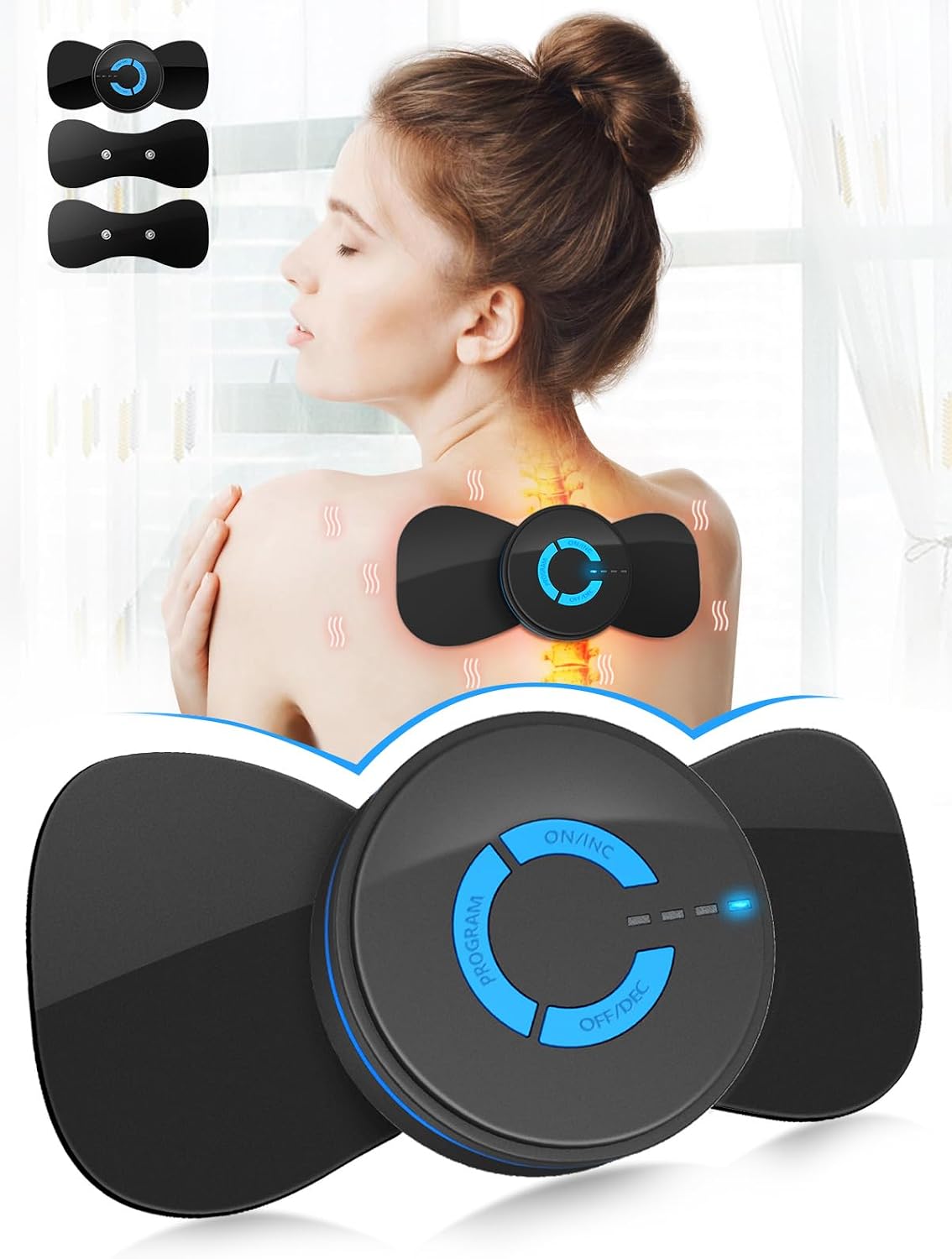 Pawfan Tens Black Unit with 2 Pads,EMS Microcurrent Mini Massager Machine