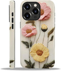 Kapadiy Case for iPhone 15 Pro Max Case,Faux Embroidery Boho Floral Design