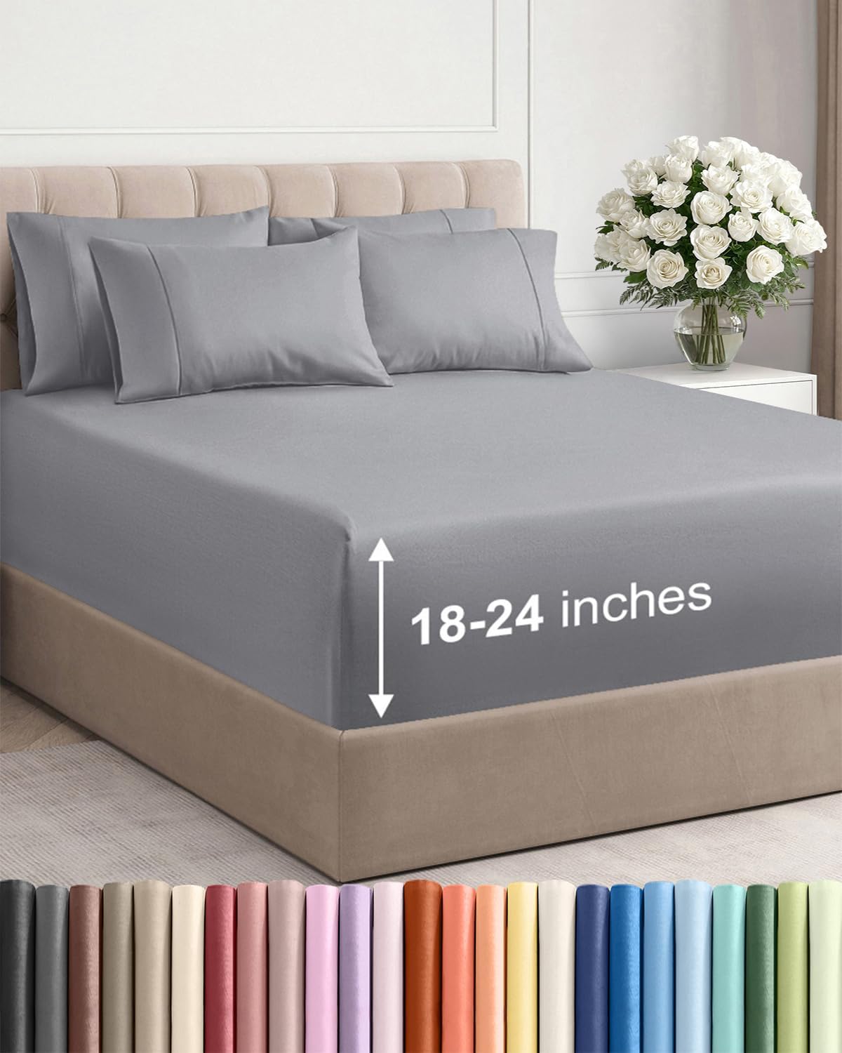 Extra Deep Queen Sheet Set - 6 Piece Breathable and Cooling Sheets - Hotel Luxury Bedding for Women, Men, Kids & Teens - Easy Secure Fit - Soft, Wrinkle Free & Comfy - Extra Deep Pockets - Steel Blue