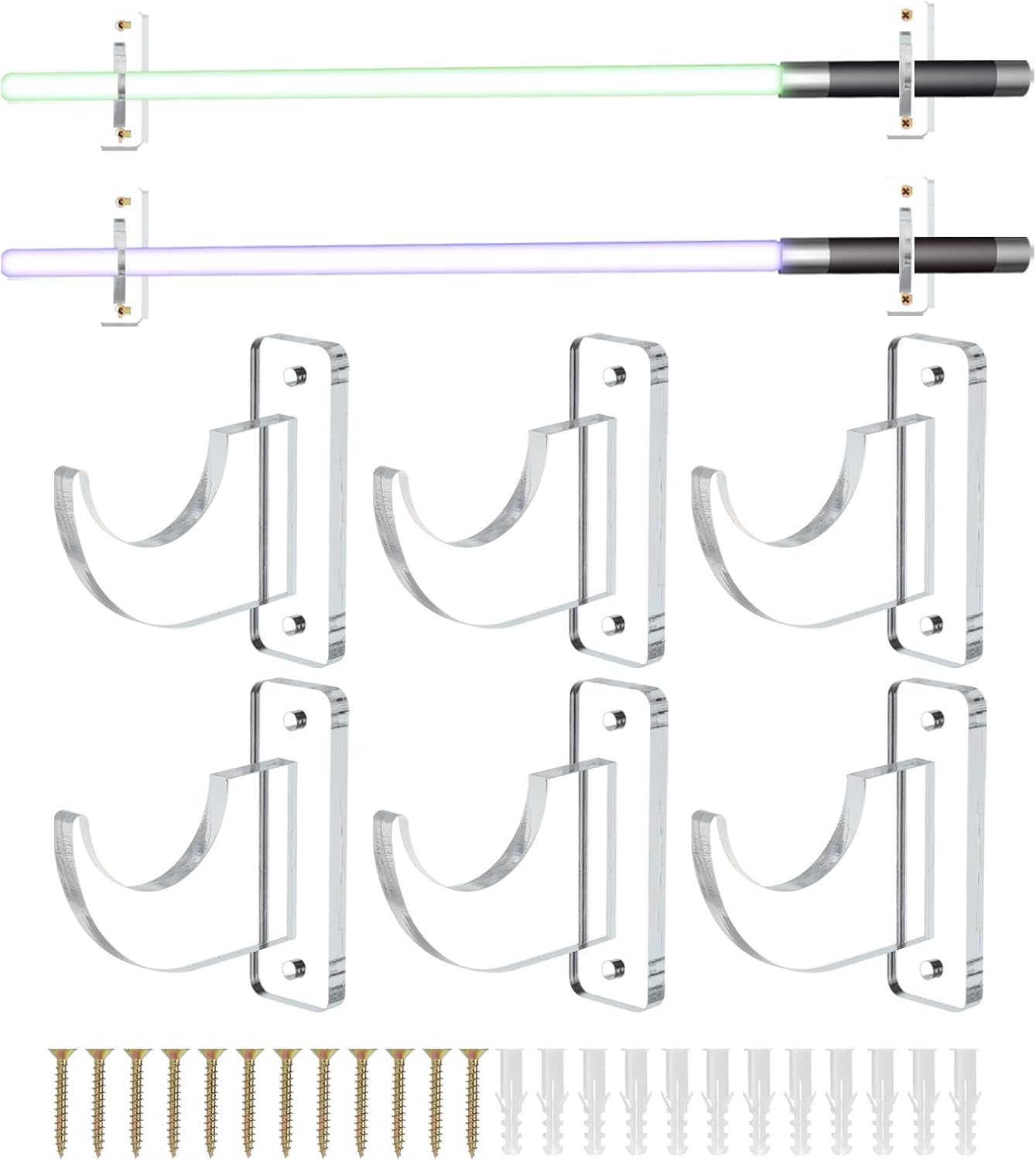 Acrylic Sword/Light Saber Display Rack, 6 Hooks