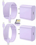 iPhone Charger Fast Charging 2 Pack Type C Wall Charger Block with 2 Pack [6FT&10FT] Long USB C to Lightning Cable for iPhone 14/13/12/12 Pro Max/11/Xs Max/XR/X,AirPods Pro,Purple