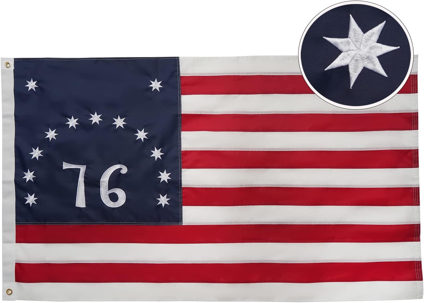 Bradford Bennington 1776 Flag 3x5 ft Outdoor Embroidered Betsy Ross Flags Double Sided