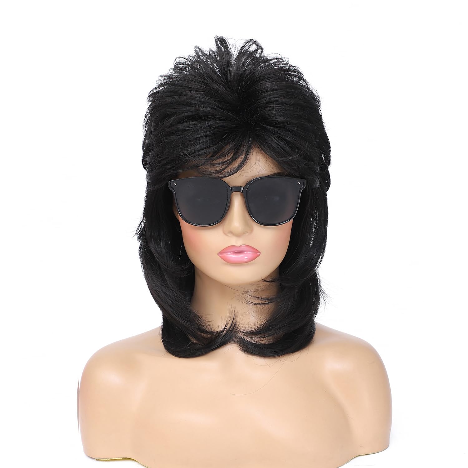 Adequate Mullet Wigs for Women, Joe Dirt,Emo Wig,80s 90s Costumes Fancy Party Accessory Cosplay Wig, Halloween Man x (Black)