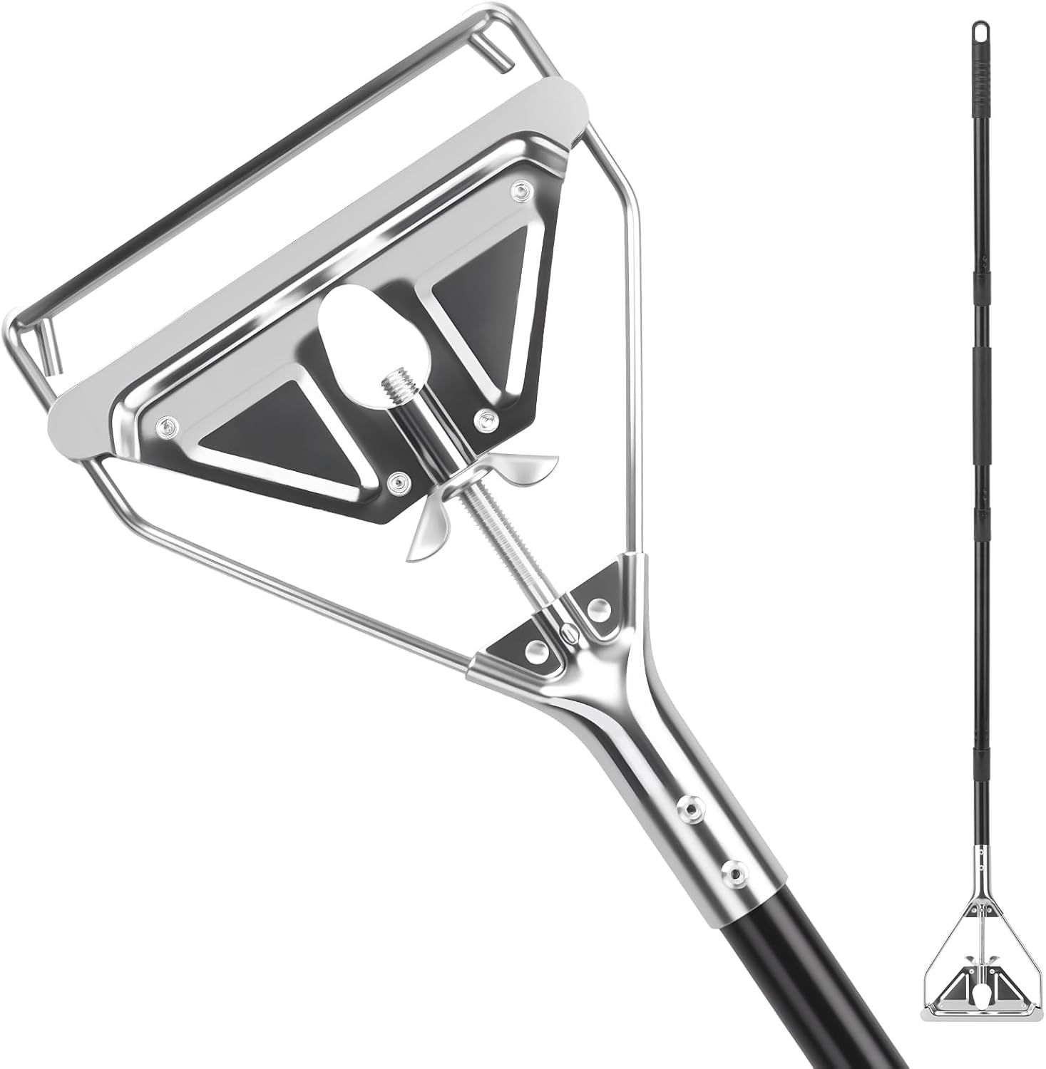 60" Metal Mop Handle Commercial Heavy Duty, Quick Change Industrial Mop Stick Replacemet,Side Gate Mops Head Replacement Holder for Floor Cleaning