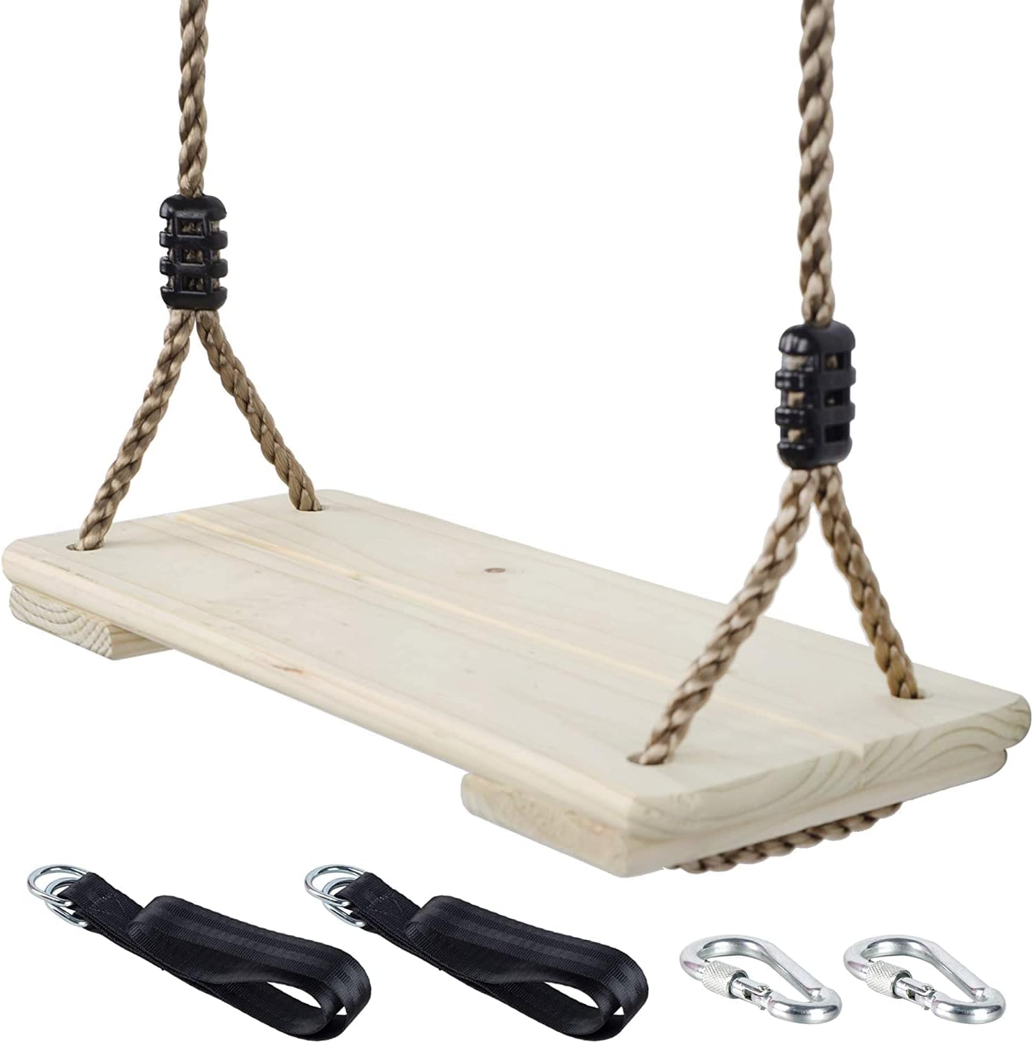 NOSTIFY Wooden Swing Seat, Nostalgic Outdoor Wood Swing for Kids