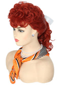 Topcosplay Women's Wig 6pcs Set Red 50's Housewife Halloween Costume Party Wigs
