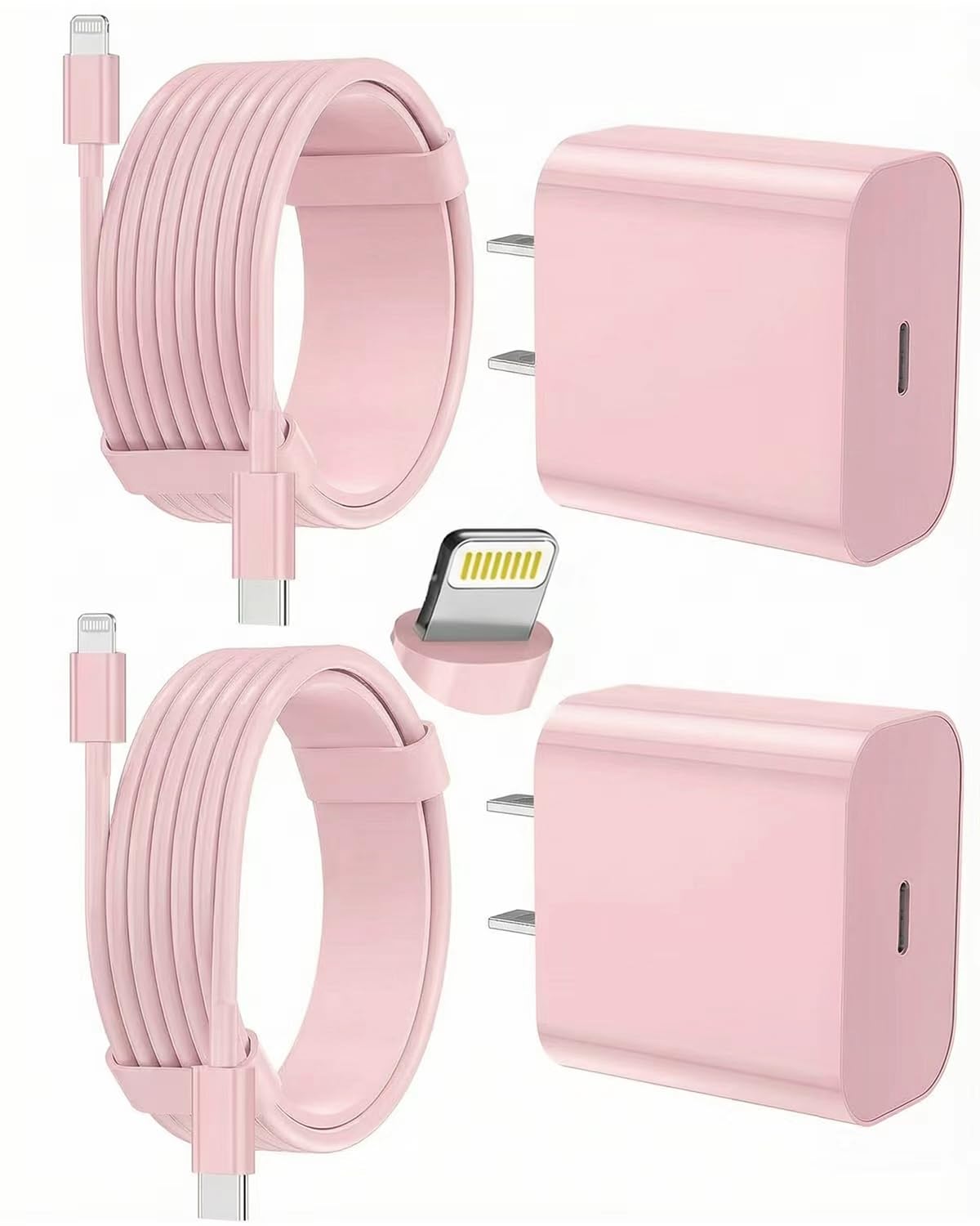 Fast Charging Type C to Lightning Cables with Cubes (2 pack)