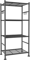 Sakugi Storage Shelves - 4-Tier Large Capacity Shelf Organizer with Hooks