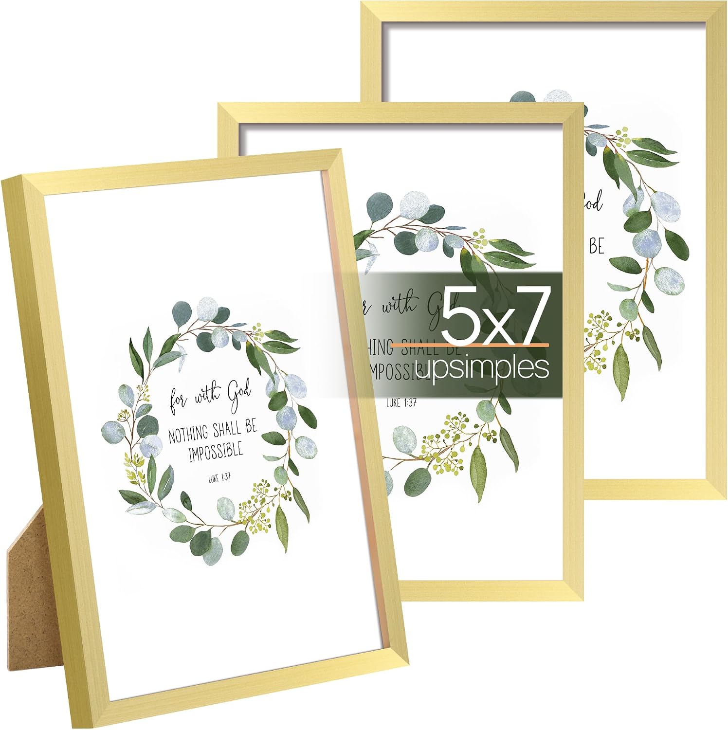 upsimples 5x7 Picture Frame Set of 3, Made of High Definition Glass