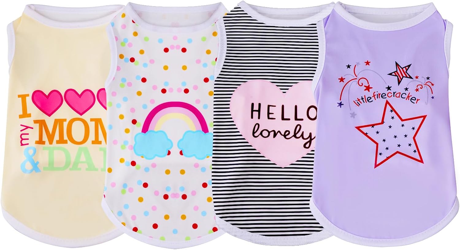 4pc Dog Shirts For Small, Medium Dogs.