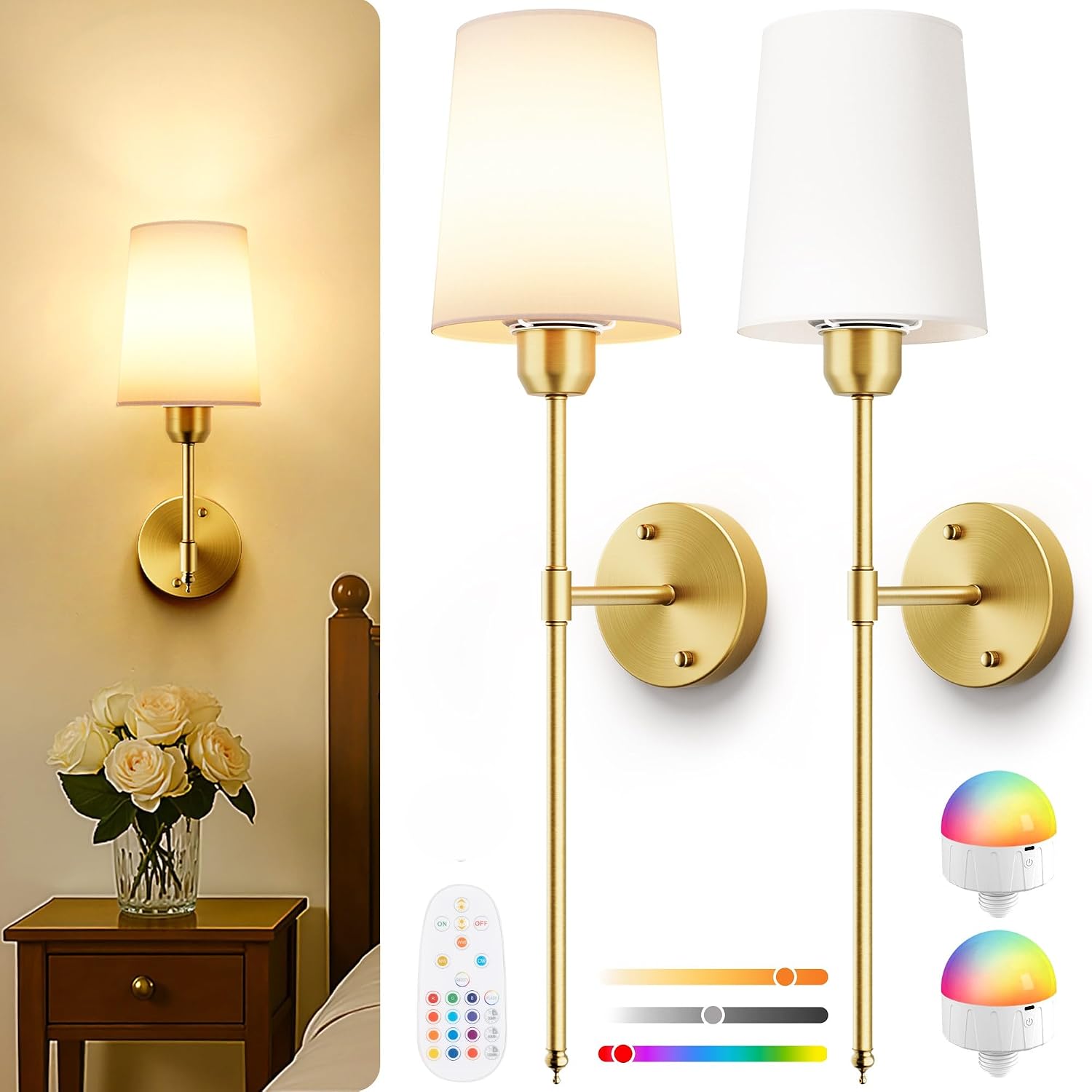 Set of 2 Battery Operated Wall Lights.