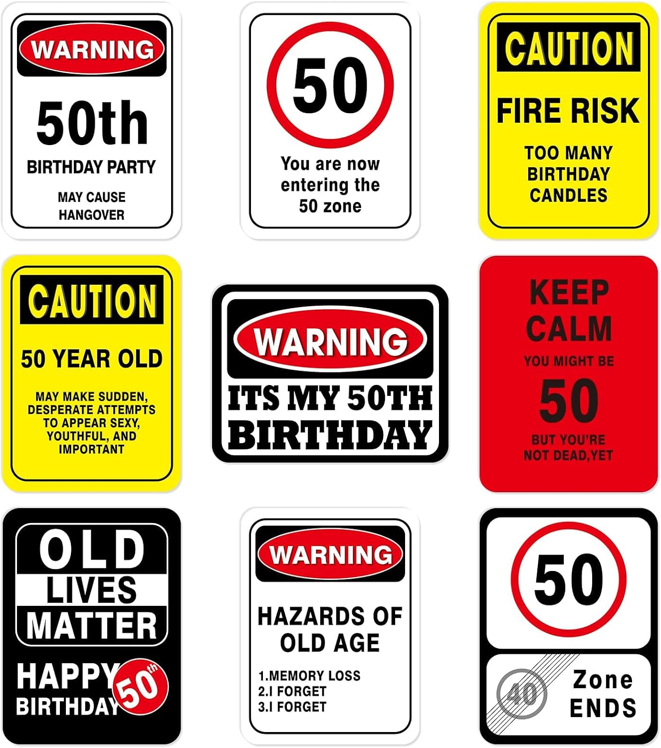 WERNNSAI 50th Birthday Party Decorations - 9PCS Wall Signs for Adults 50 Years Old Party Decor