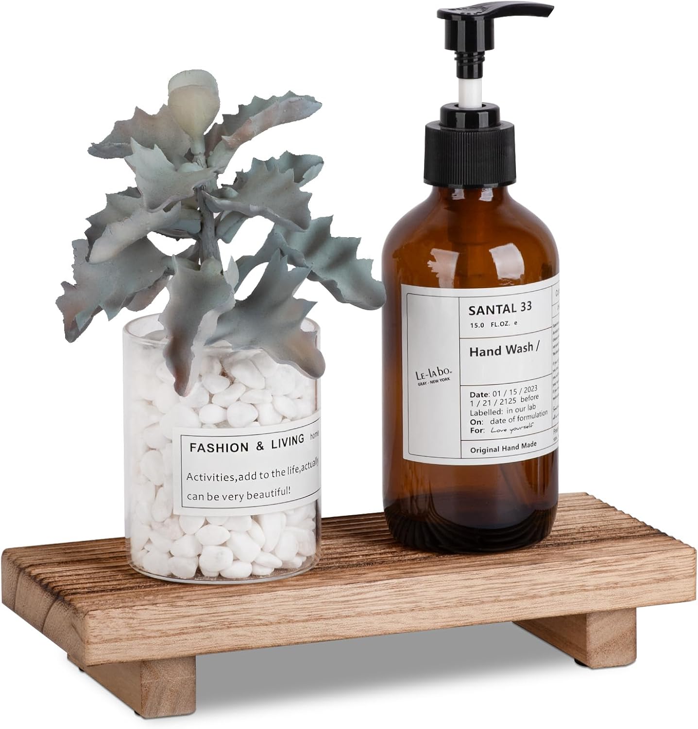 Bathroom Tray Farmhouse Decor Pedestal Stand Wood Riser Display Kitchen Accessories Soap Holder