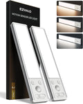 EZVALO 8" Under Cabinet Lighting, 2400mAh Rechargeable Motion Sensor Light Indoor, Mini & Slim Design, 3 Color Temps, Dimmable Magnetic Wireless Closet Lights for Kitchen, Pantry, Stairs (2 Pack)