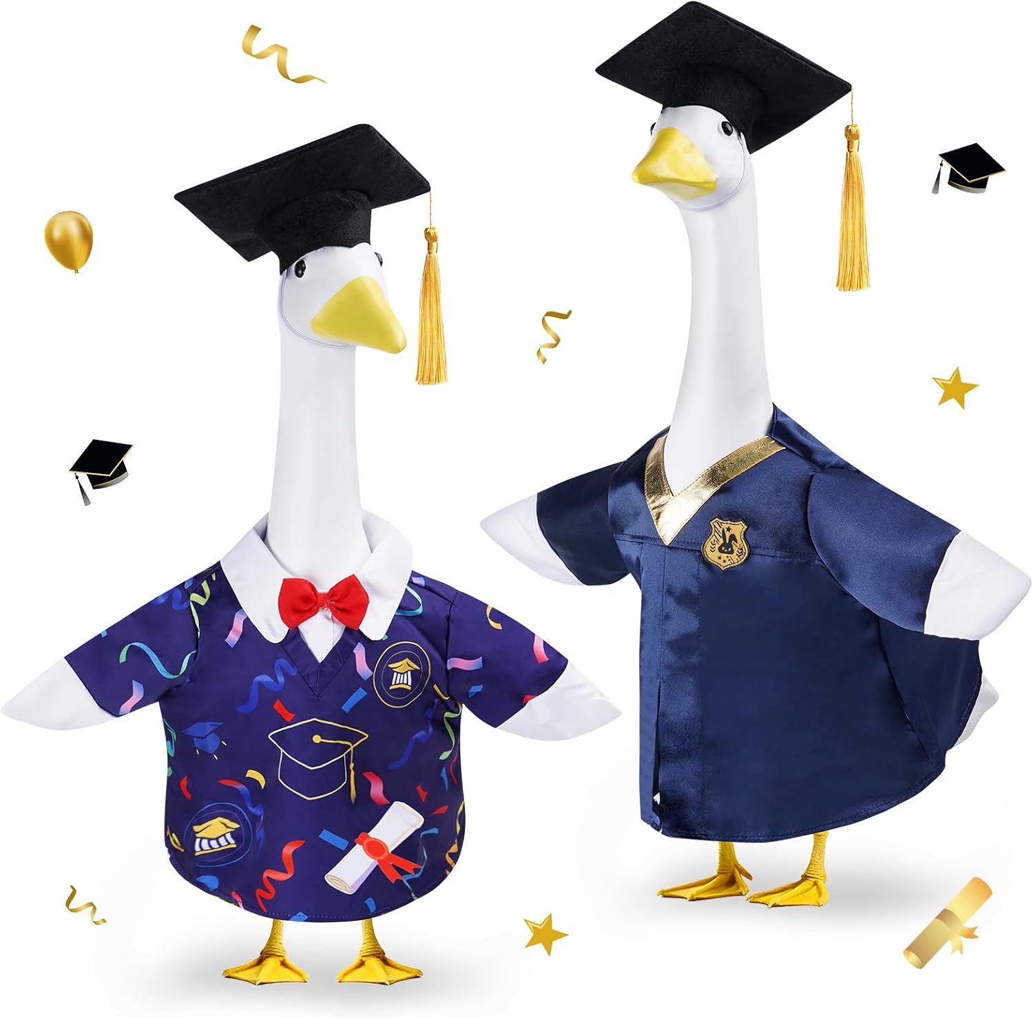 FACULX 2 Set Graduation Porch Goose Outfits Include Graduation Cap and Dress Fits 23" Goose Statue