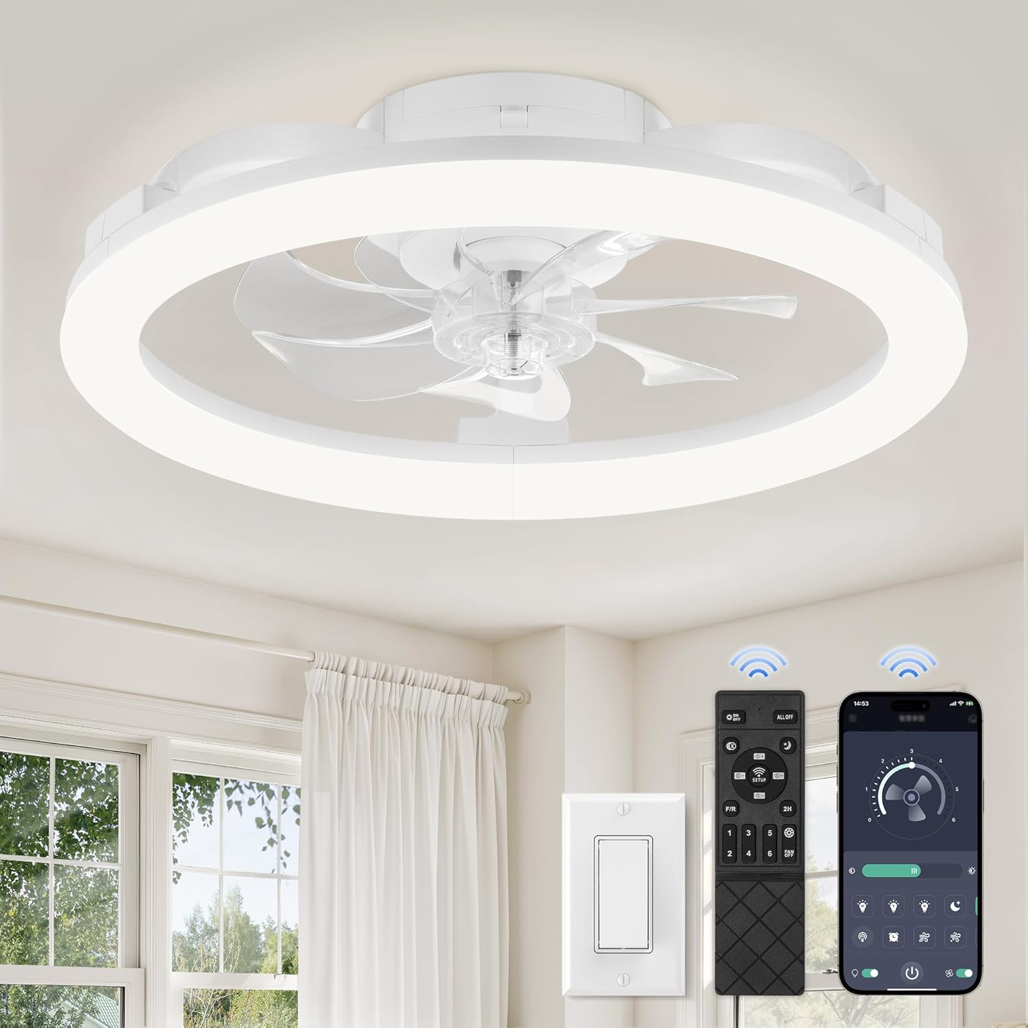 20 Inch Low Profile Ceiling Fan With Lights.