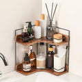 2-Tier Bathroom Counter Organizer, Wooden Corner Shelf.