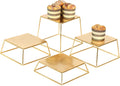 YFEEN Dessert Table Risers Display Stands Food display Gold Metal Square Retail Pizza,Cupcake,Candy Stands Food Platter Tray,6x6 INCH,Set of 4