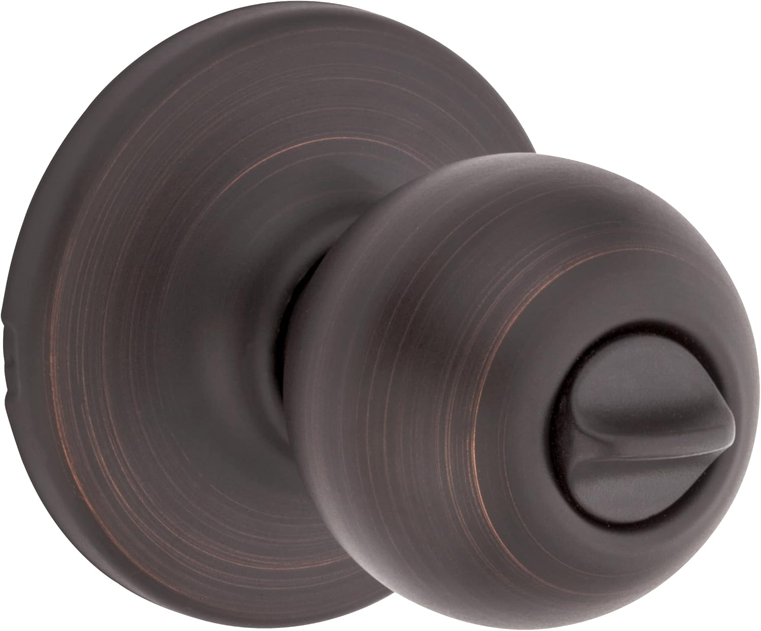 Kwikset Polo Interior Privacy Door Knob with Lock, Door Handle For Bathroom and Bedroom, Venetian Bronze Keyless Turn Lock Doorknob