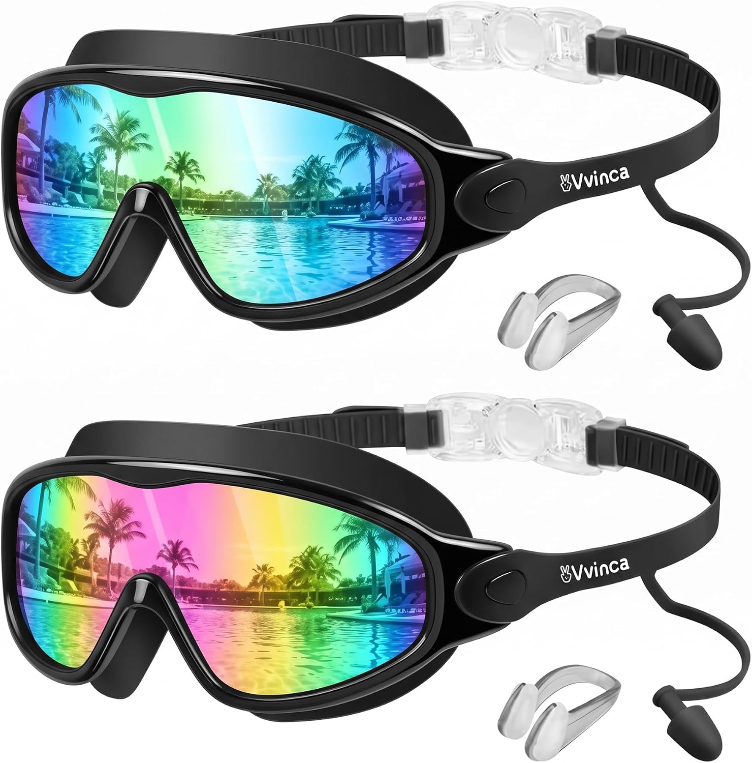 Swim Goggles with Earplugs and Nose Clip