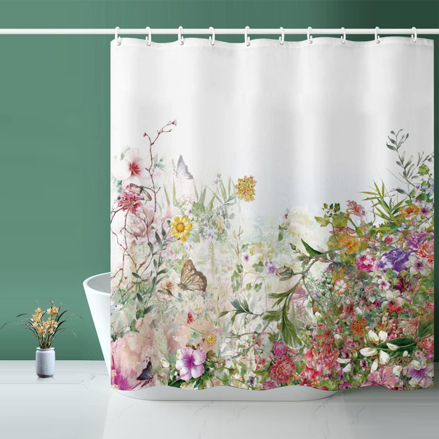 Flower Shower Curtain  72x72 inches includes Hooks