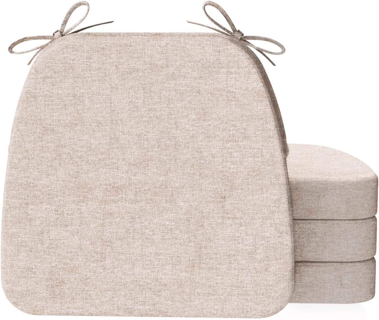 D-Shaped Chair Cushions, 2" Thick Dining Chair Pads with Ties Set of 4