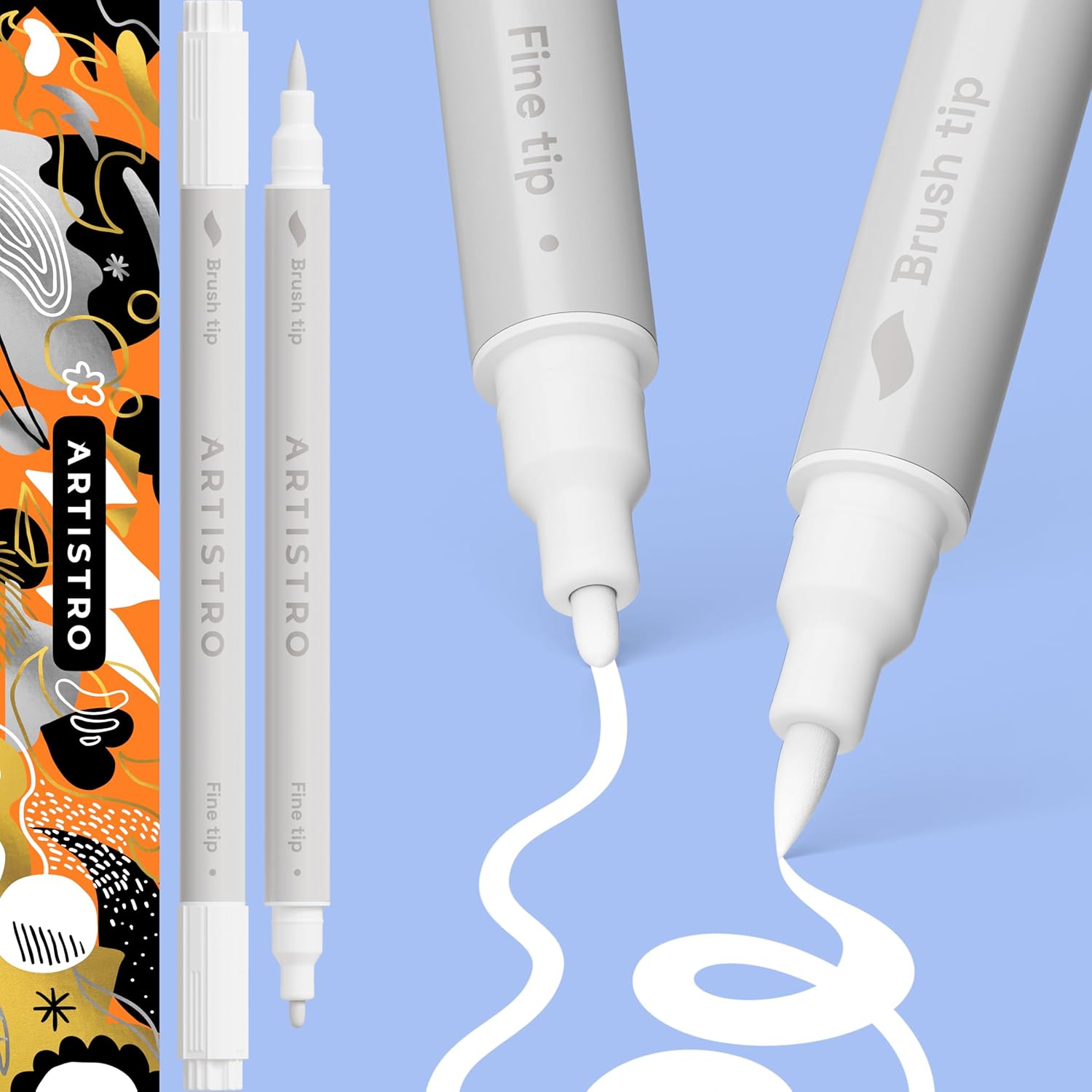 ARTISTRO 2 White Dual-Tip Acrylic Paint Pens -