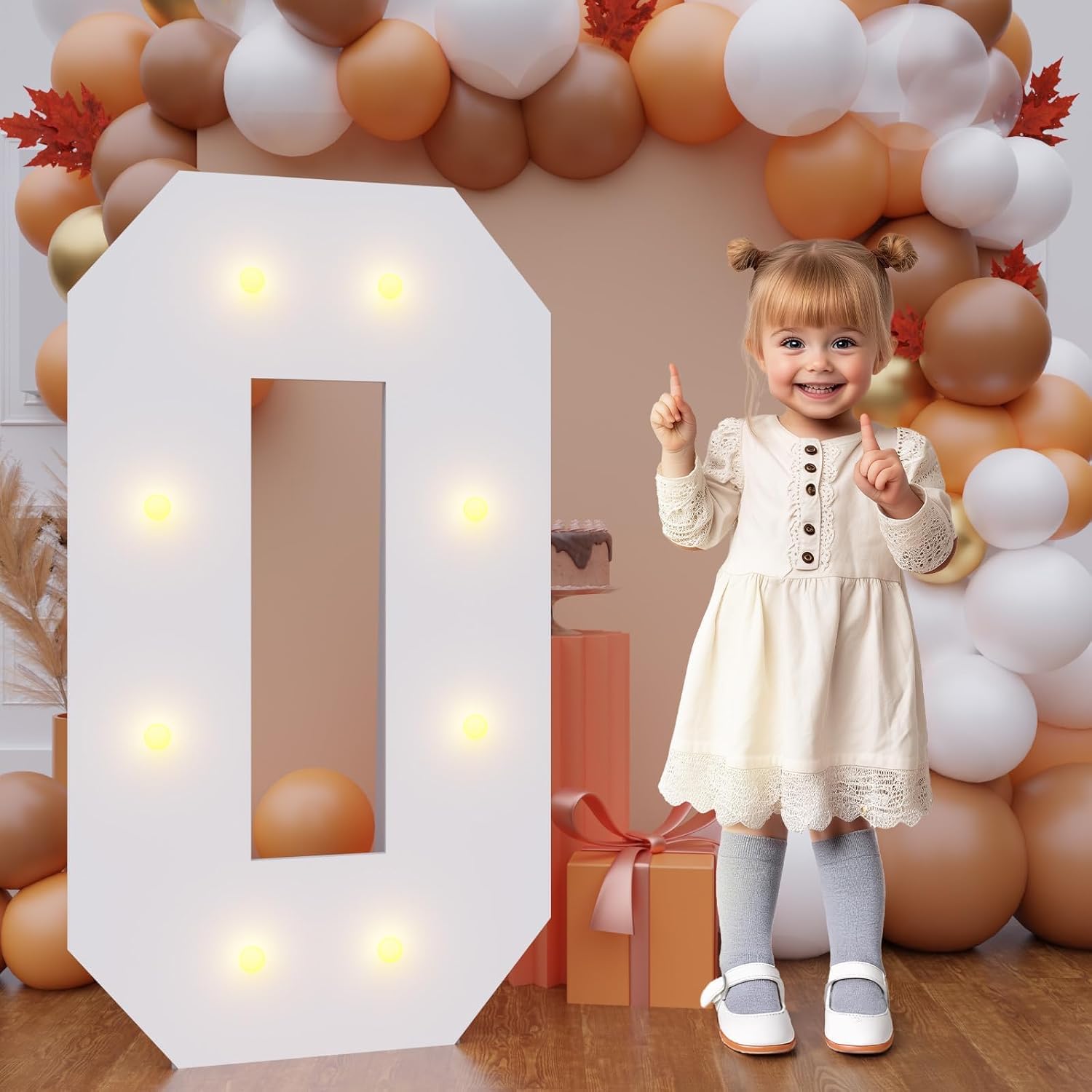 Bugame 3FT Light Up Letters, Quick 7-Min Setup No Edge Assembly Needed, Lightweight Foam Board Marquee Letters for Birthday Wedding Baby Shower Backdrop Decor, Letter O