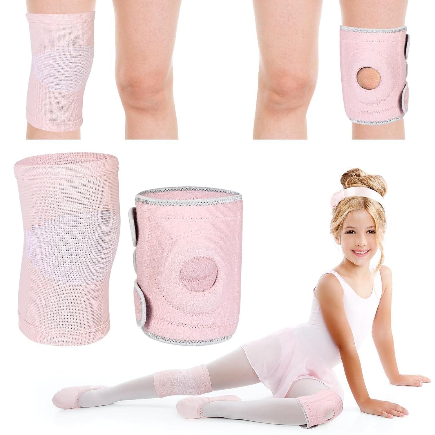 Relaxgiant 2 Pcs Kids Knee Brace, Youth Knee Compression Sleeve for Children Support