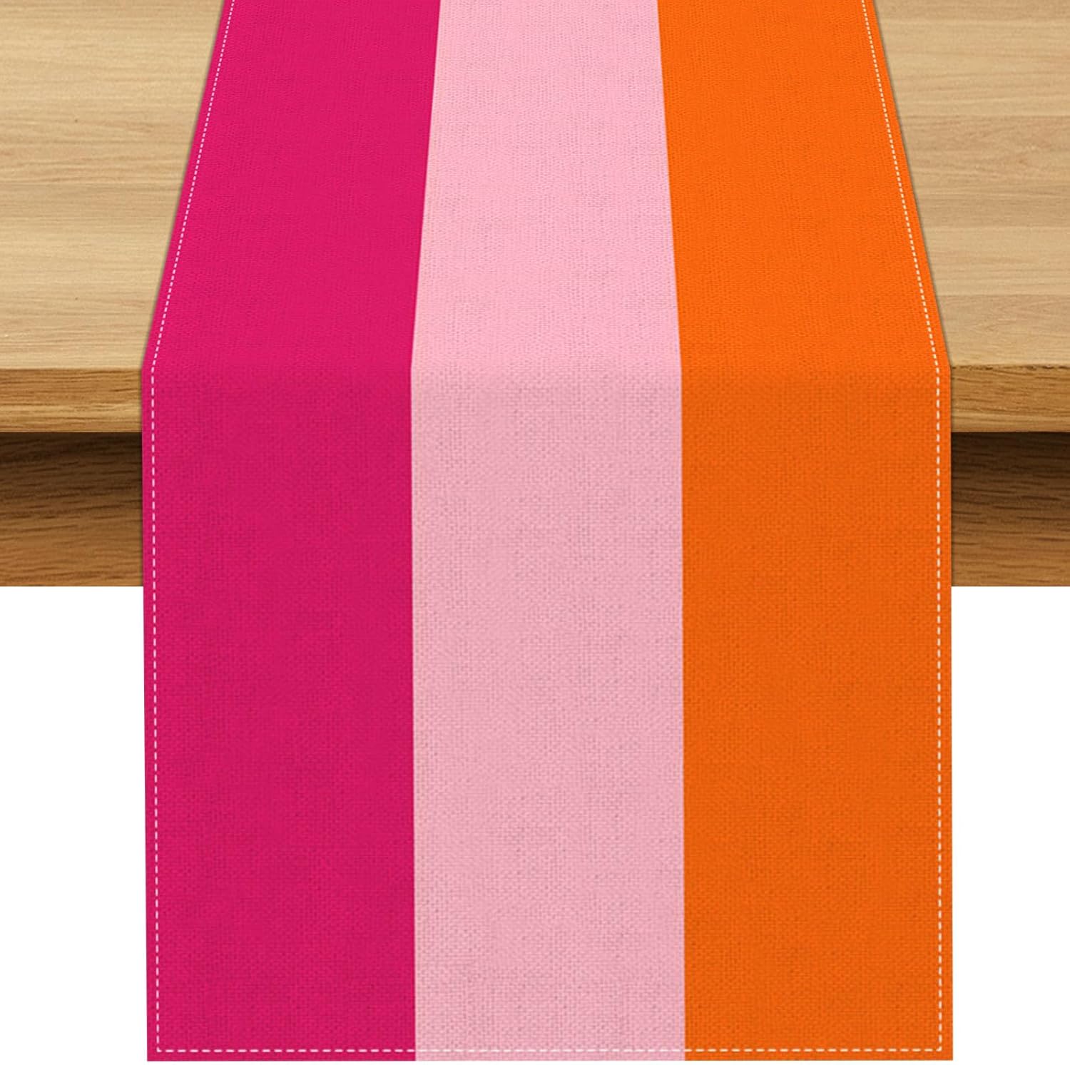 Buxiuer Hot Pink and Orange Party Decoration Table Runner