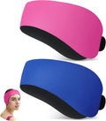 Lunmon 2 Pairs Swimming Headbands Adjustable Water Headbands for Adults Waterproof Safety Earplugs Swimming Earband Protectors for Pool, Surfing, Diving and Water Sports(Blue,Coral)